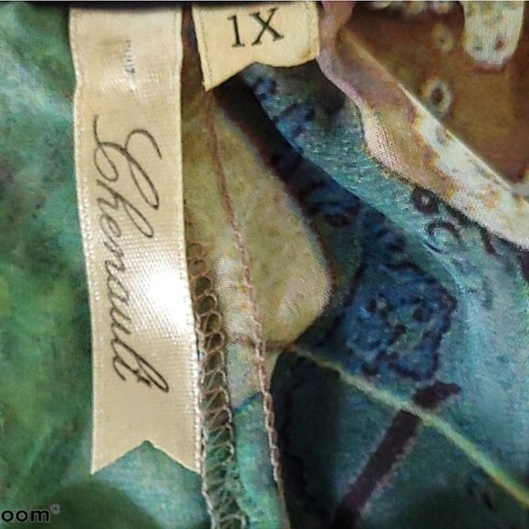 Chenauli green yellow bold floral jungle print blouse top - Picture 2 of 3